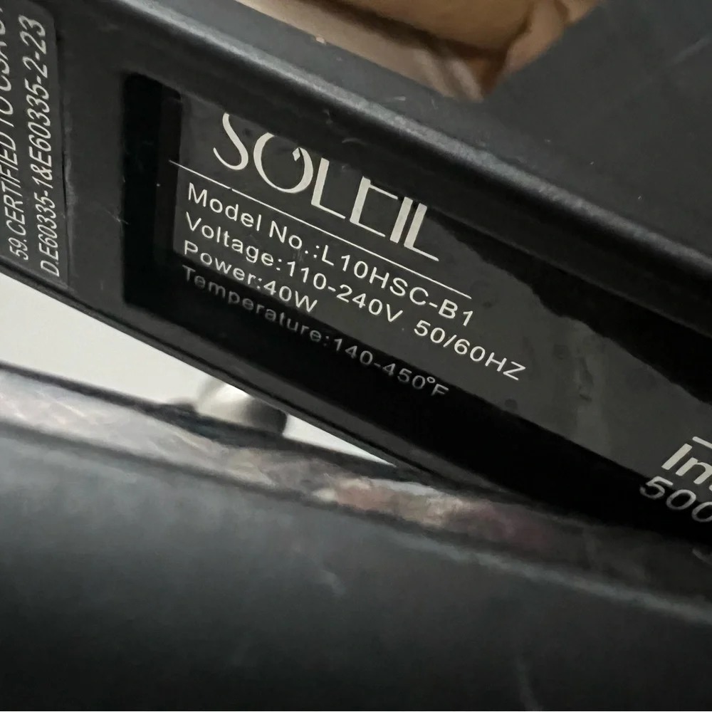 Soleil Hair Flat Iron L10HSC-B1 Tested and Works